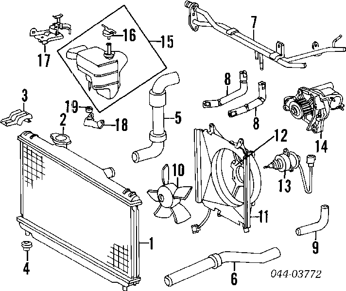  Tanque de expansão do sistema de esfriamento Toyota Camry III sedan (V10) (1991 - 1996) III