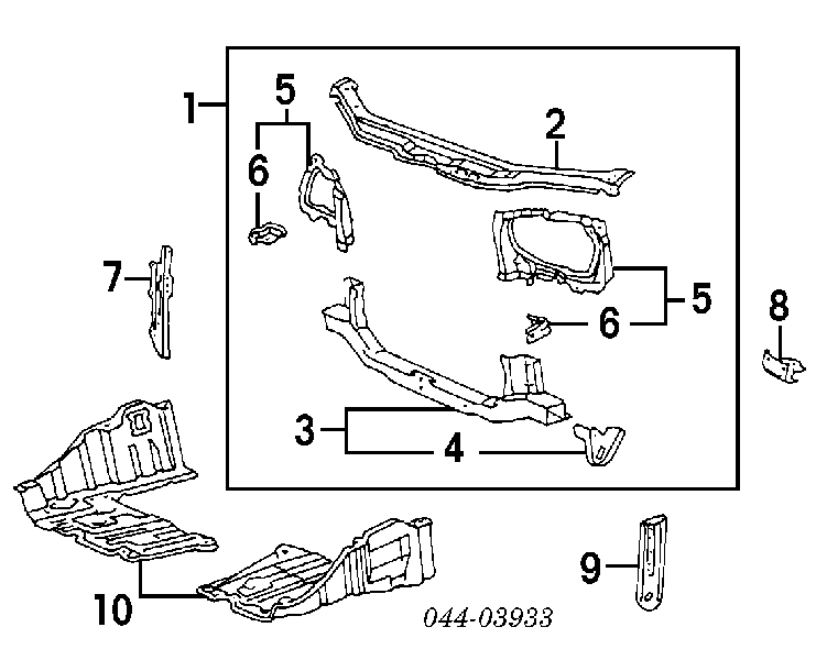 532011A030 Toyota Suporte do radiador montado (painel de montagem de fixação das luzes)