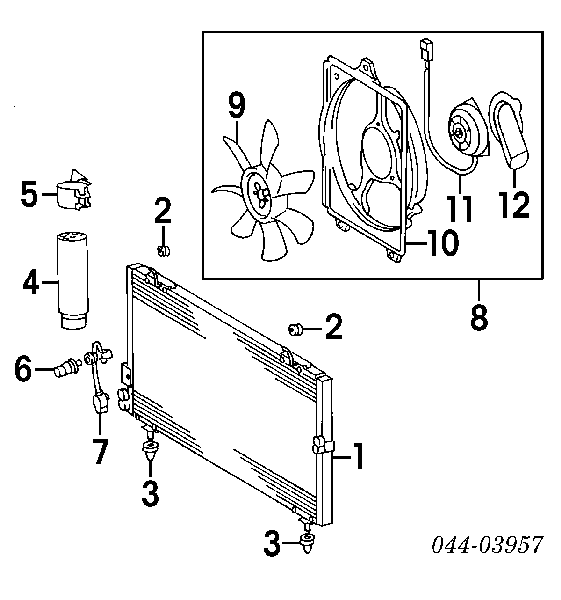 8845320080 Toyota Difusor do radiador de aparelho de ar condicionado, montado com roda de aletas e o motor