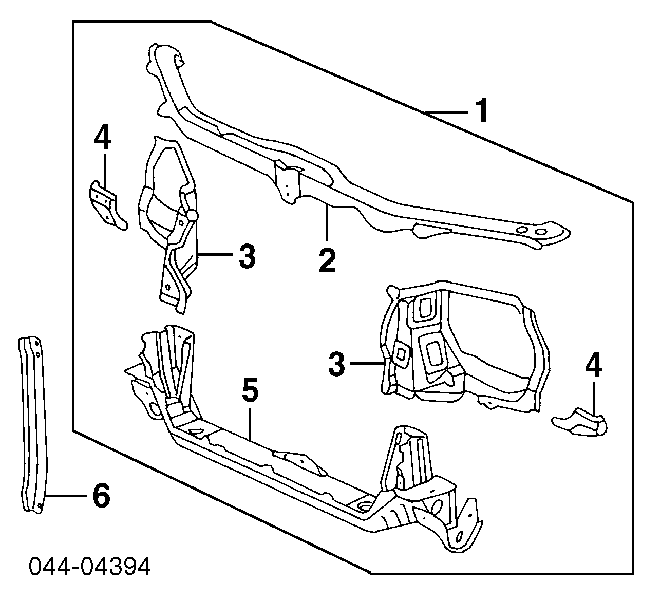  Suporte do radiador montado (painel de montagem de fixação das luzes) Toyota RAV4 I SUV (XA) (1994 - 2000) I