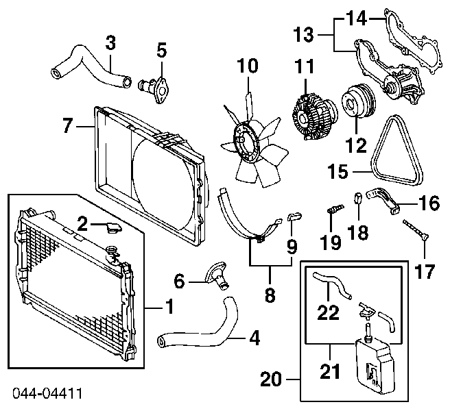 1647075030 Toyota Tanque de expansão do sistema de esfriamento
