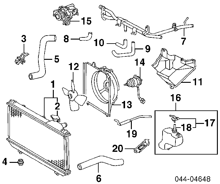 Mangueira (cano derivado) do sistema de esfriamento para Toyota RAV4 I Cabrio SXA 10