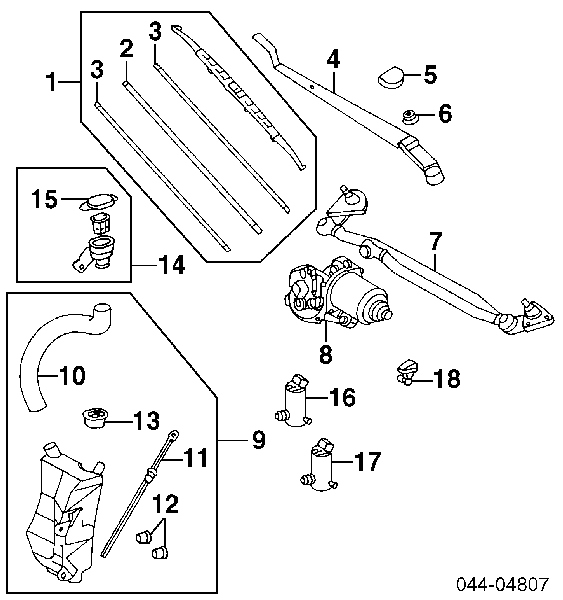 Tampa de tanque de fluido para lavador para Toyota RAV4 I XA