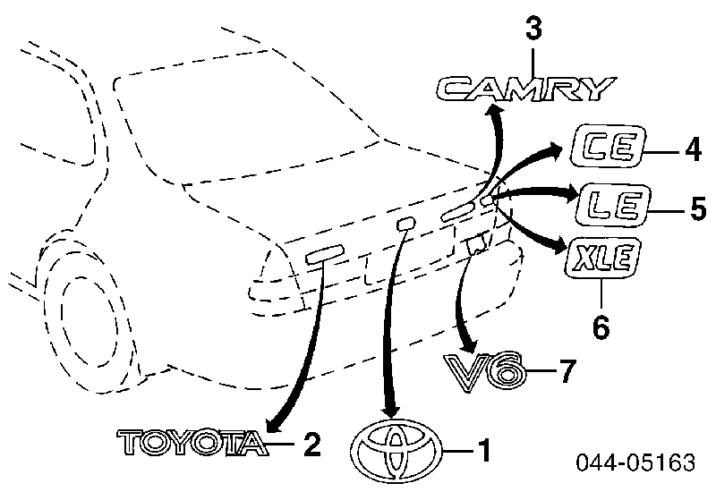 Emblema de tampa de porta-malas (emblema de firma) para Toyota Camry IV V20