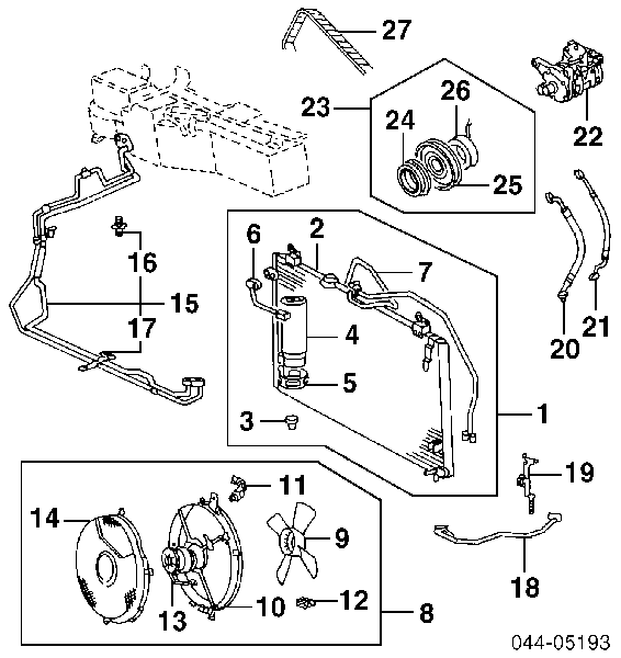 1636374250 Toyota Difusor do radiador de esfriamento, montado com motor e roda de aletas