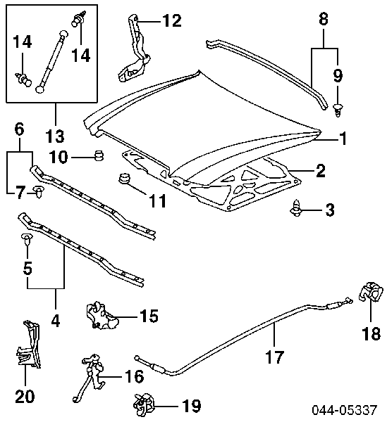 5345069026 Toyota Amortecedor da capota