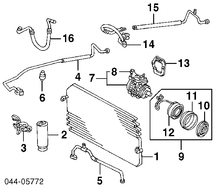 8846006060 Toyota Radiador de aparelho de ar condicionado