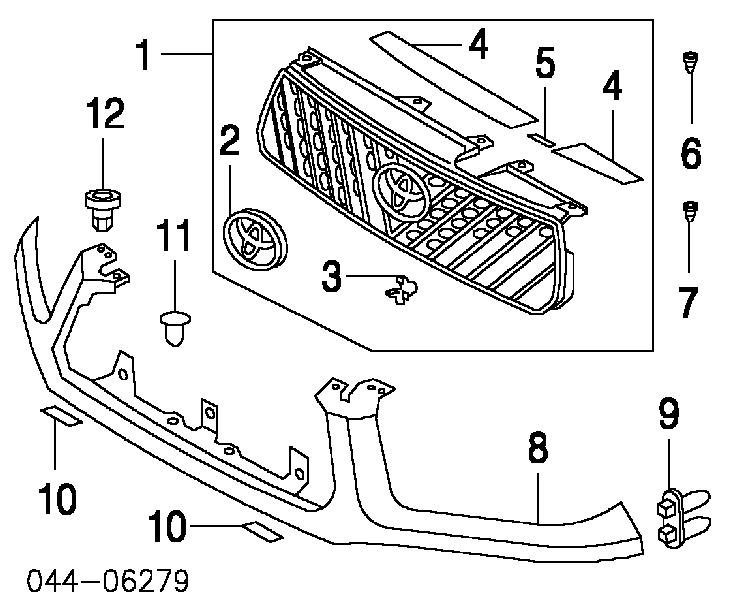 Cápsula (prendedor) de fixação de grelha do radiador ao panel Toyota 5314542010 preço, a partir de 10,09 USD