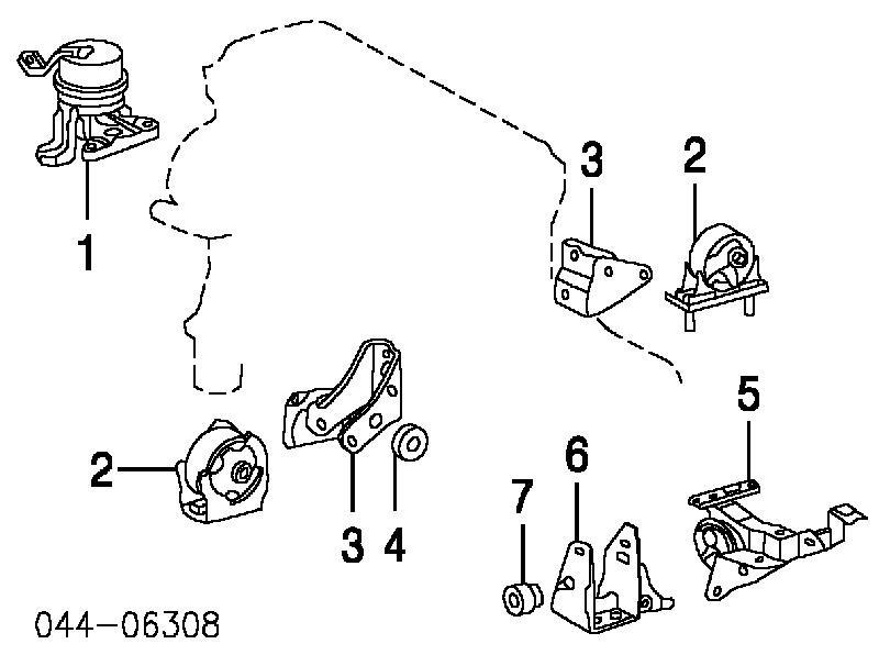 1236121010 Toyota Coxim (suporte) dianteiro de motor