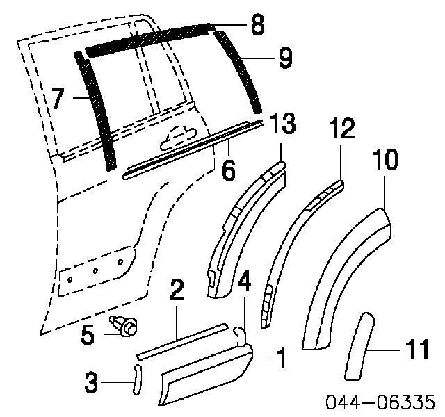7574142060 Toyota Moldura da porta traseira direita