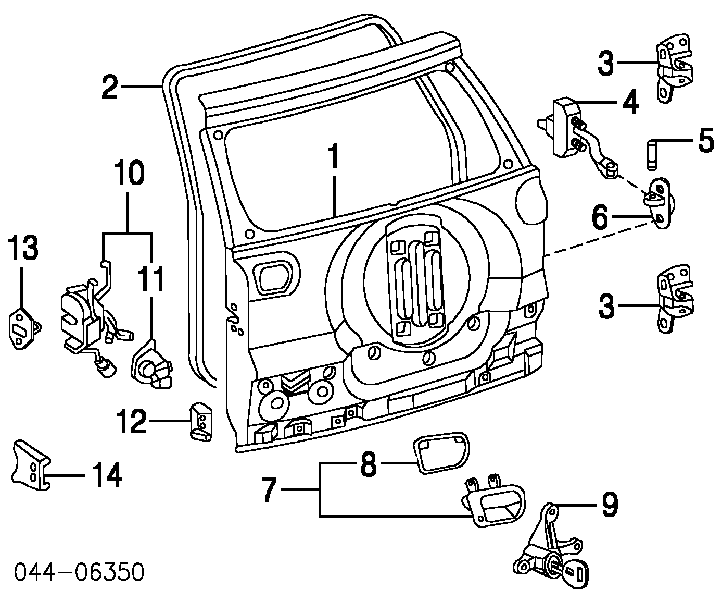 6909042050 Toyota Puxador externo de tampa de porta-malas (de 3ª/5ª porta traseira)