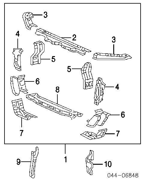  Suporte do radiador montado (painel de montagem de fixação das luzes) Toyota Camry V sedan (V30) (2001 - 2006) V