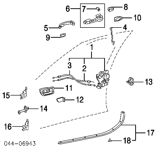 6874033020 Toyota Gozno da porta dianteira esquerda