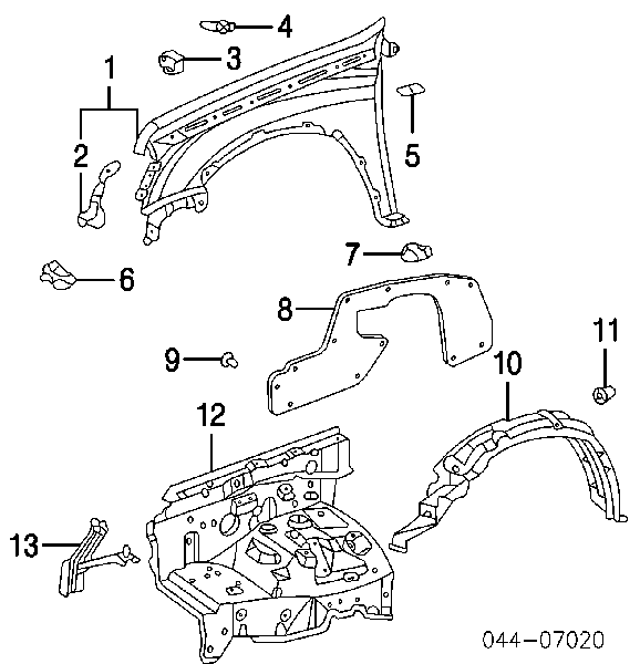 5388216030 Toyota Compactador do pára-lama