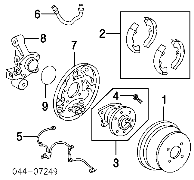 449512220 Toyota Sapatas do freio traseiras de tambor