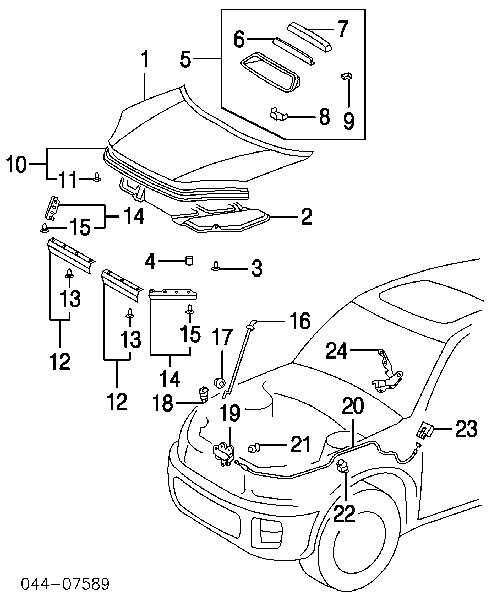 Fecho da capota para Toyota RAV4 II XA2