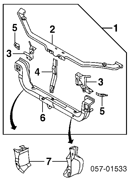 Suporte do radiador montado (painel de montagem de fixação das luzes) para Mitsubishi Colt V CJA
