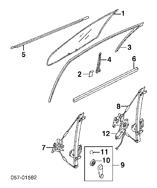 Mecanismo de acionamento de vidro da porta dianteira esquerda para Mitsubishi Lancer VI CJ, CP