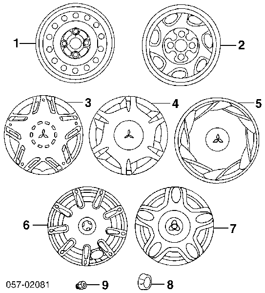 MB057635 Mitsubishi Porca de roda