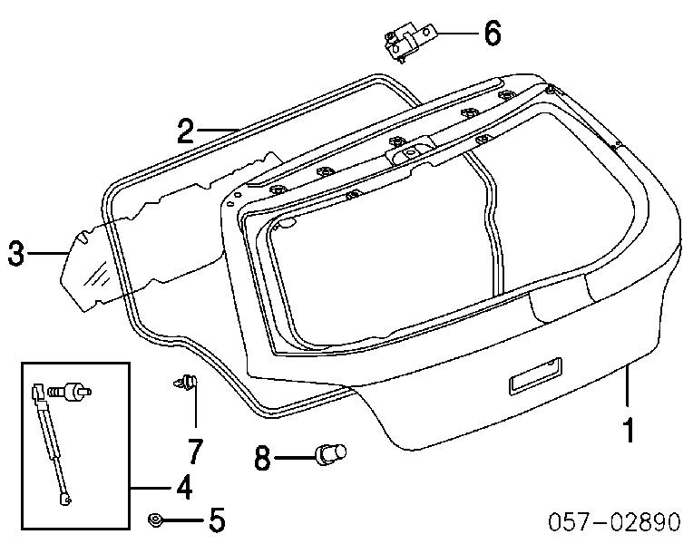 2027073 Doga Amortecedor de tampa de porta-malas (de 3ª/5ª porta traseira)