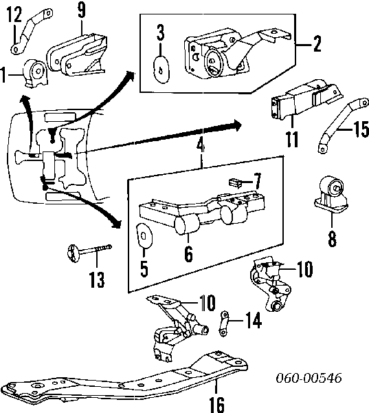 Coxim (suporte) dianteiro de motor para Hyundai Sonata III 