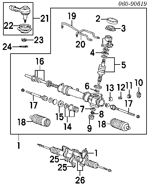 5771022101 Hyundai/Kia Cremalheira da direção