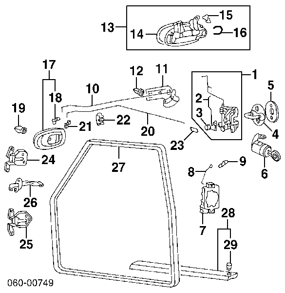 8131029002 Hyundai/Kia Fecho da porta dianteira esquerda