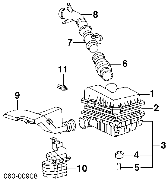 0K9A313210 Hyundai/Kia Sensor de fluxo (consumo) de ar, medidor de consumo M.A.F. - (Mass Airflow)