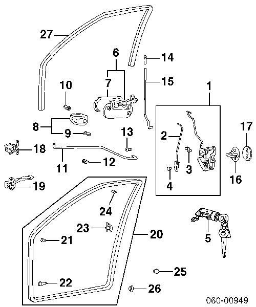 8262022001 Hyundai/Kia Maçaneta interna direita da porta dianteira