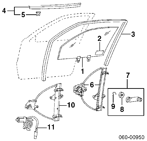 8240322010 Hyundai/Kia Mecanismo de acionamento de vidro da porta dianteira esquerda