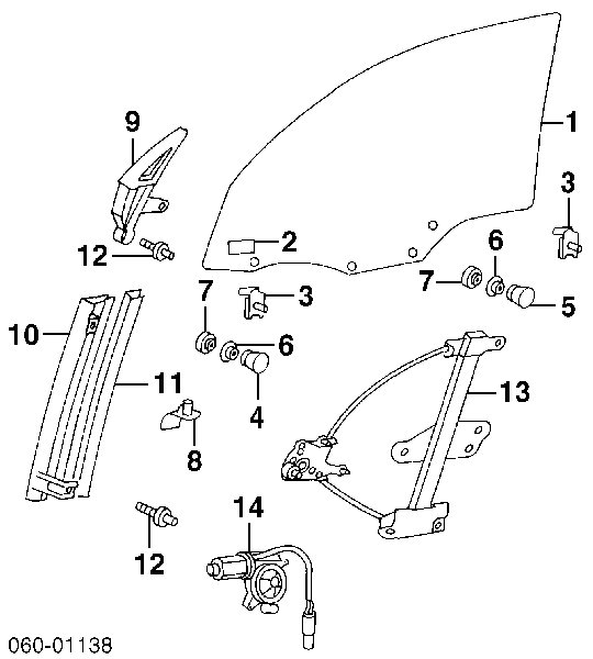 8240327000 Hyundai/Kia Mecanismo de acionamento de vidro da porta dianteira esquerda