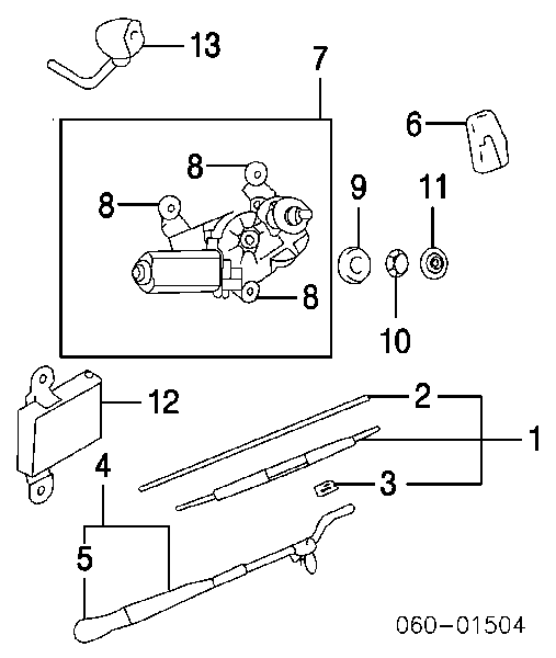 9881026000 Hyundai/Kia Braço de limpa-pára-brisas de vidro traseiro