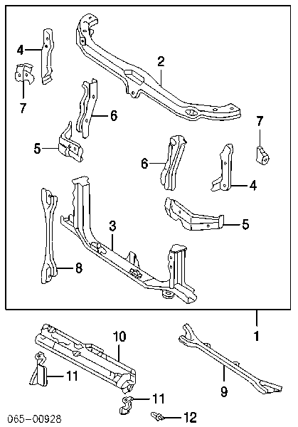 Suporte do radiador montado (painel de montagem de fixação das luzes) Lexus RX 300 MCU15