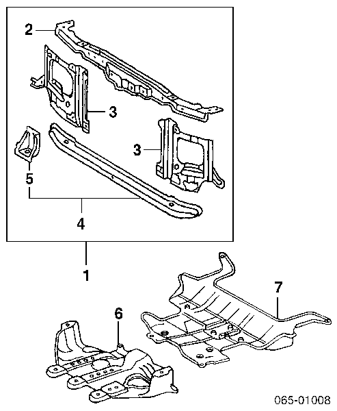 Suporte do radiador montado (painel de montagem de fixação das luzes) Toyota Land Cruiser 100 J10
