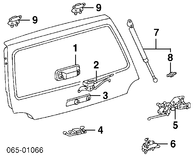 5345029053 Toyota Amortecedor de tampa de porta-malas (de 3ª/5ª porta traseira)