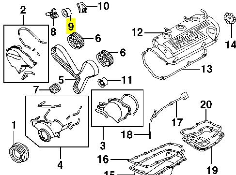 Rolo de reguladora de tensão da correia do mecanismo de distribuição de gás Mitsubishi Pajero V80