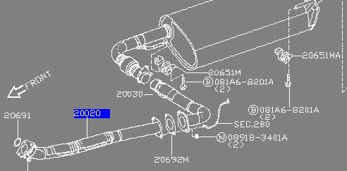 20020EB30A Nissan/Infiniti Silenciador, parte dianteira