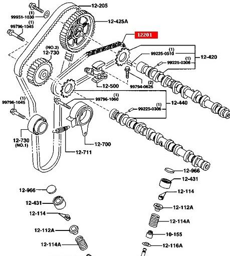 Z50112201 Mazda Cadeia do mecanismo de distribuição de gás