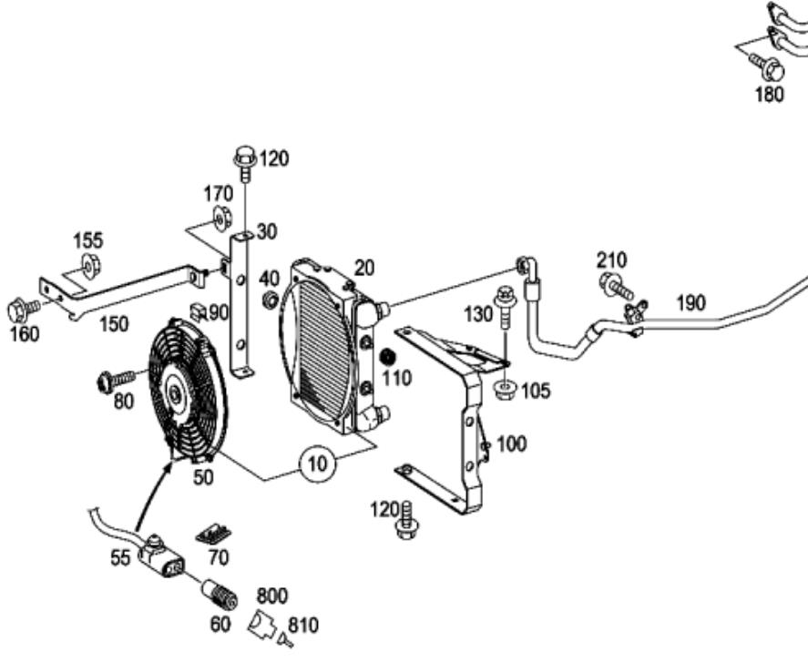 A0015005693 Mercedes Ventilador elétrico de esfriamento montado (motor + roda de aletas)