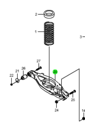 1513500106 Ssang Yong Braço oscilante inferior esquerdo de suspensão traseira/direita