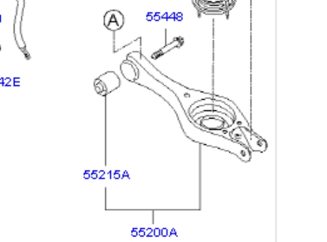 552102H000 Hyundai/Kia Braço oscilante inferior esquerdo de suspensão traseira/direita
