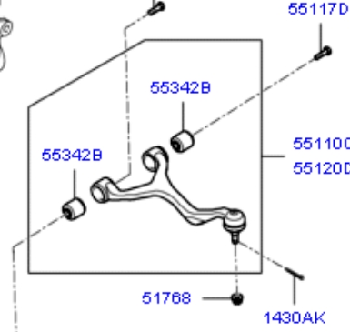 Braço oscilante superior direito de suspensão traseira Hyundai/Kia 551203K000 preço, a partir de 73,02 USD