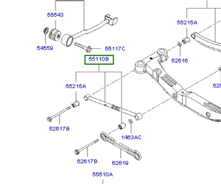 552202E110 Hyundai/Kia Braço oscilante de suspensão traseira transversal