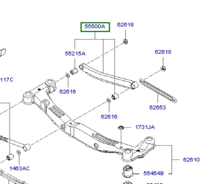 552102E100 Hyundai/Kia Braço oscilante de suspensão traseira transversal