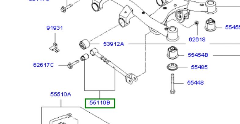 552102E610 Hyundai/Kia Braço oscilante de suspensão traseira transversal