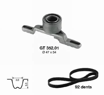 Correia do mecanismo de distribuição de gás, kit Ford Fiesta Mk1 GBFT