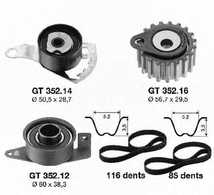KD45207 SNR Correia do mecanismo de distribuição de gás, kit