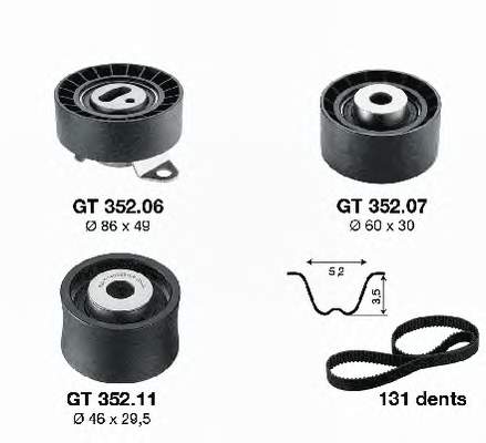 1112530 Ford Correia do mecanismo de distribuição de gás, kit