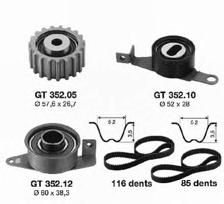 Correia do mecanismo de distribuição de gás, kit KT1036 Optibelt