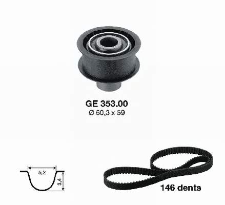 Correia do mecanismo de distribuição de gás, kit Dayco KTB214 preço, a partir de 72,31 USD